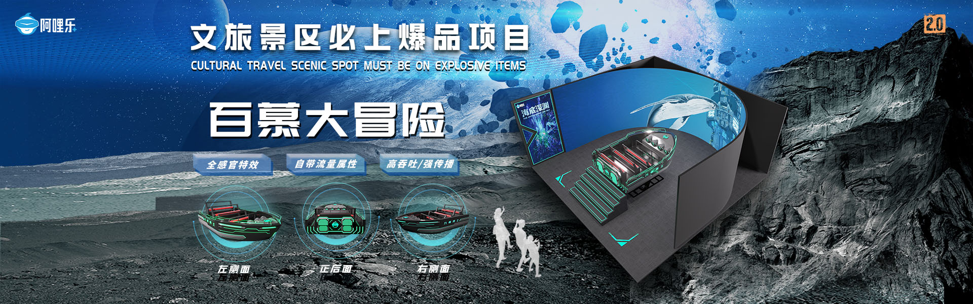 百慕大冒險、球幕飛行影院、裸眼3D軌道影院、臺風地震體驗館、VR主題樂園、VR科普文旅